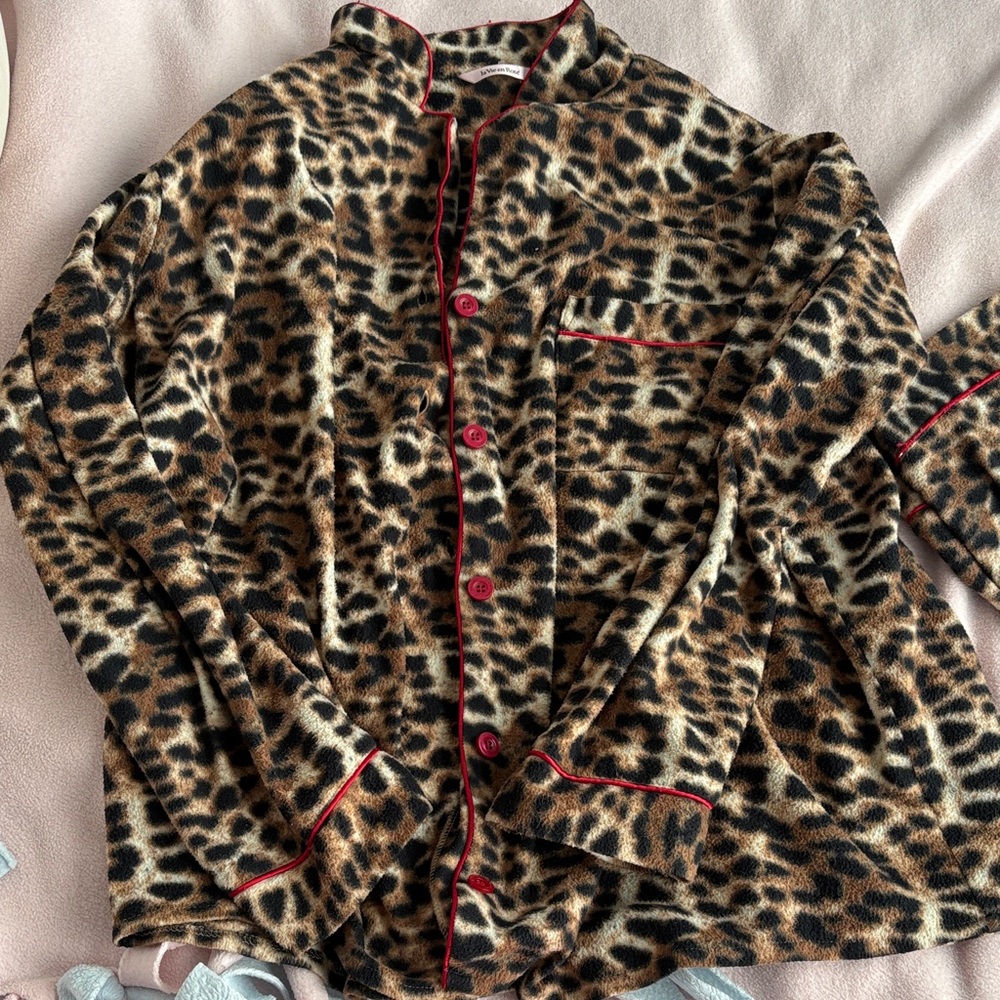 Y2K La Vie En Rose Leopard Flannel Pjs 🐆